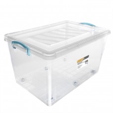 Clip Lid Plastic S/Box w/ Wheels 50L