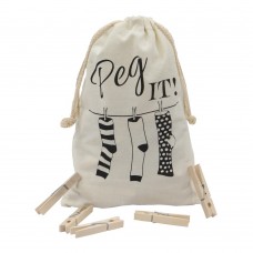 100 Wooden Pegs with Cotton Bag