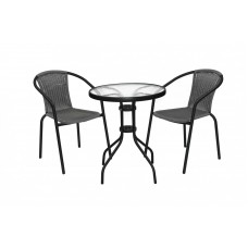 SupaGarden Rattan Bistro Set Grey/Black