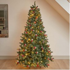 5ft InLit Frosted Pine BerryCone