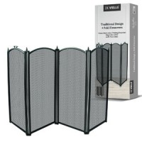 De Vielle Firescreen 4 Fold Black (H61cm x W96cm)