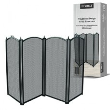 De Vielle Firescreen 4 Fold Black (H61cm x W96cm)
