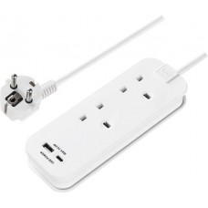 2 SOCKET EU TRAVEL EXTENSION WITH USB A+C