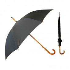 Deluxe Walking Auto Umbrella With Wood Handle Black